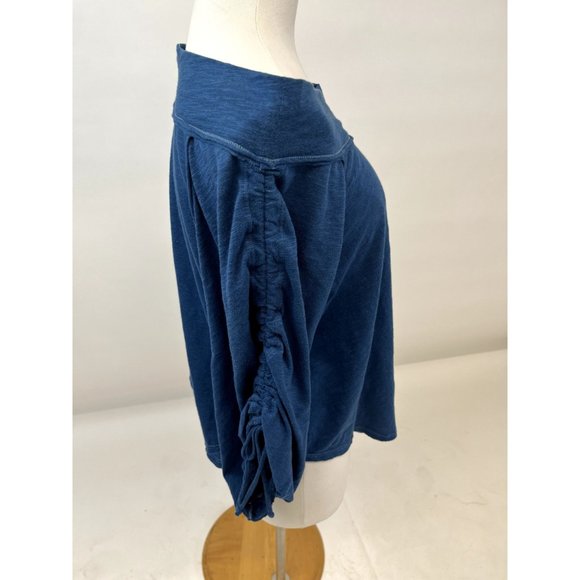 We The Free Bohema Blue Ruched Sleeves off the shoulder top - Picture 2 of 2